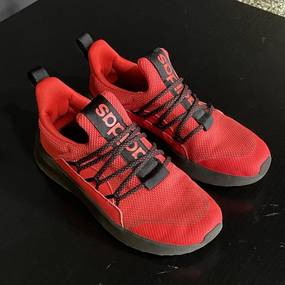 Adidas Lite Racer Adapt 5.0 -Youth Size 2.5-Slip On Kids Shoes Red Black